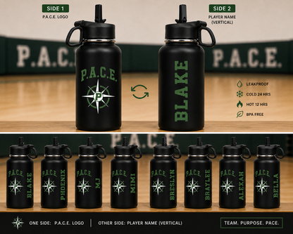 P.A.C.E. -Personalized 32oz Team Water Bottle | Player Name